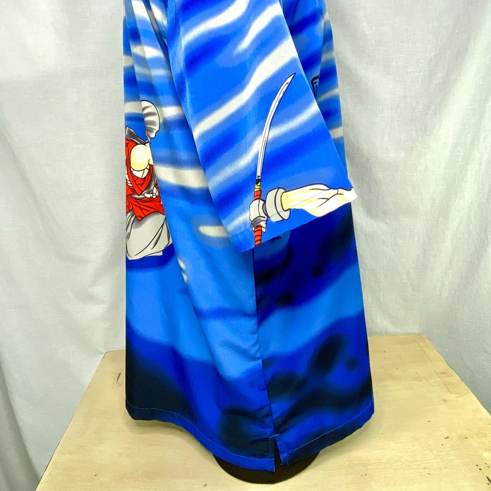 Anime Button Up Shirt Japanimation Warrior Blue Size Xl Vintage 90s Rare View 4
